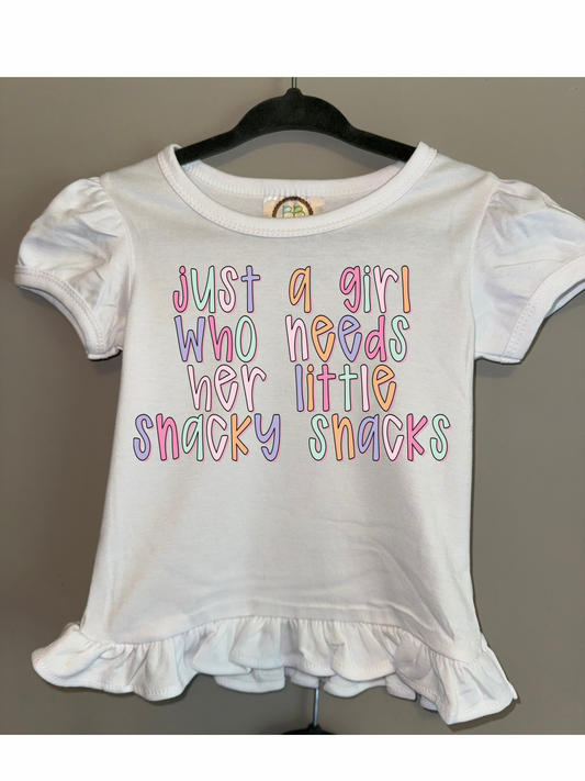 (SUB) Snacky Snacks Girls Ruffle tee