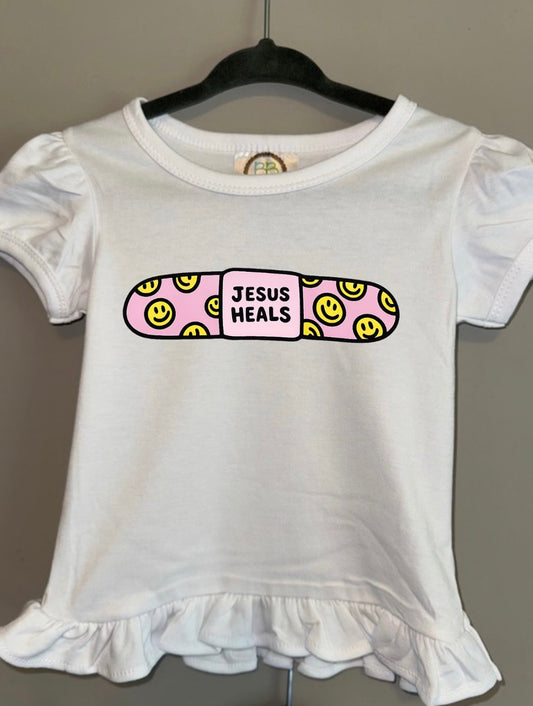 Jesus Heals Girls Ruffle Tee