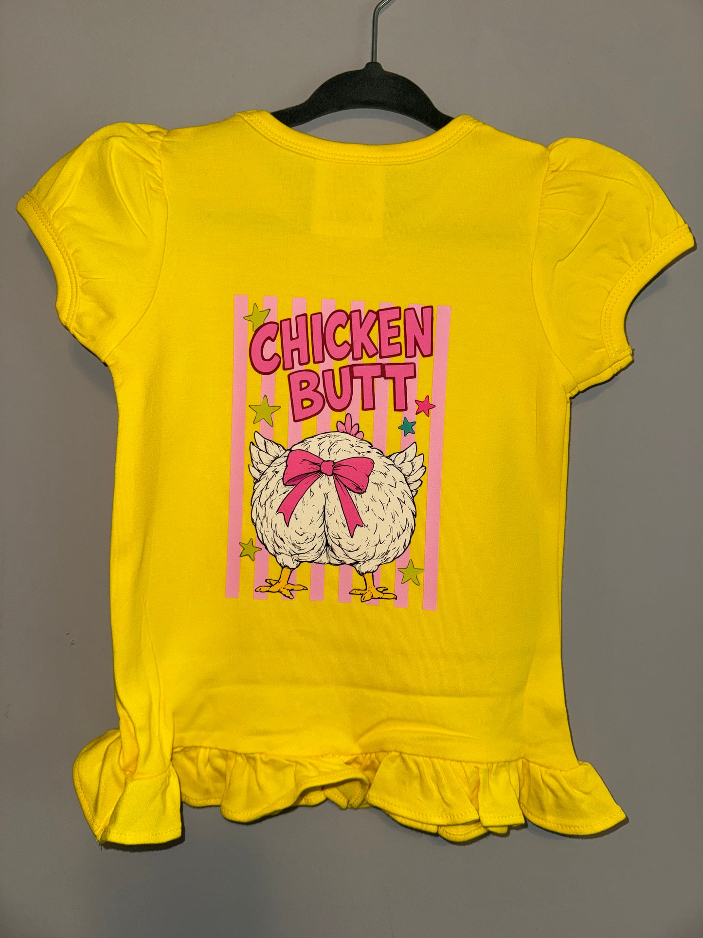Guess What, Chicken Butt! Girls Ruffle Tee