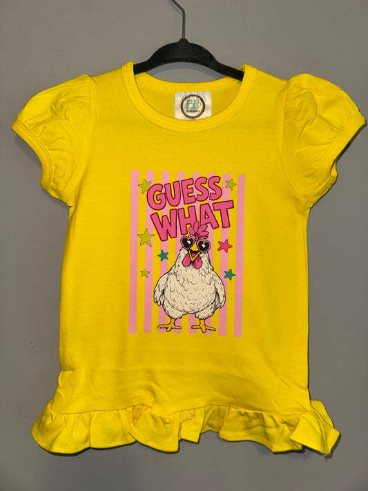 Guess What, Chicken Butt! Girls Ruffle Tee