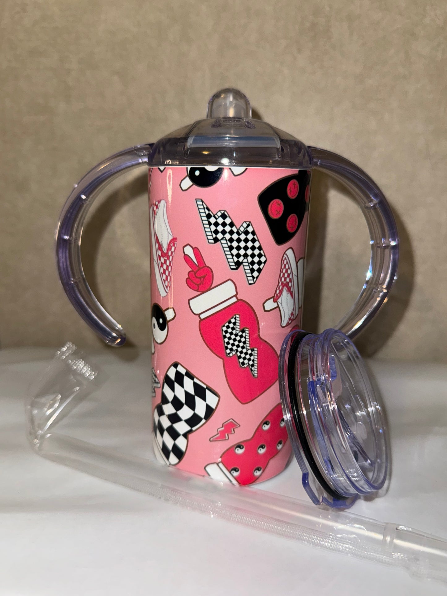 12oz, Pink Retro Sippy cup