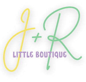 Logo of J+R Little Boutique with stylized initials on a black background